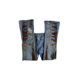 Y2K UNIQUE PRINTED FLARE JEANS